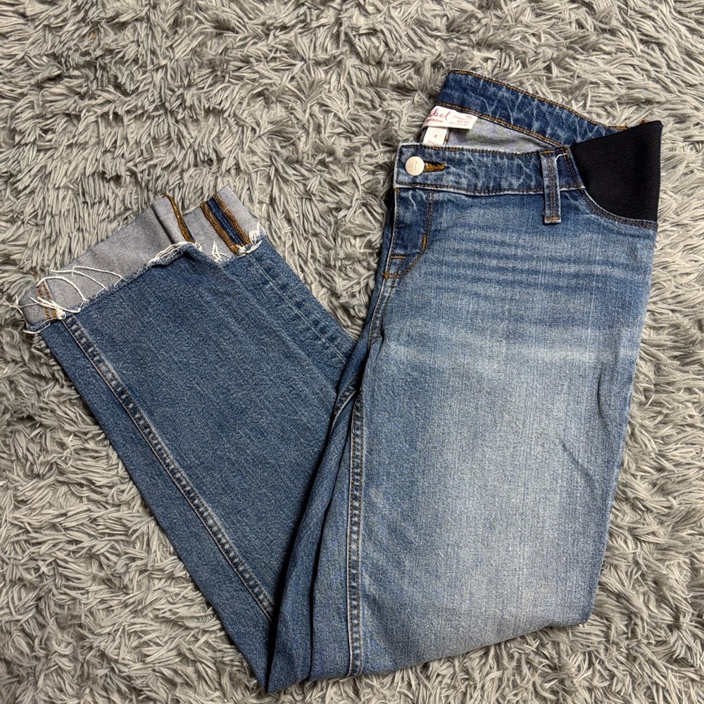 Isabel Maternity “90s Straight” Distressed Jeans